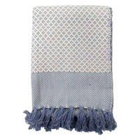 キーストーン マルチカバー コットンスロー フラワー 140×200cm ブルー 400461 1個（直送品）