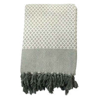 キーストーン マルチカバー コットンスロー フラワー 140×200cm オリーブ 400459 1個（直送品）