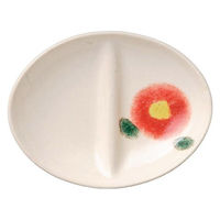 ケーアイ 薬味皿 13cm 仕切 磁器 TSUBAKI 椿 日本製 レッド 313119 1個（直送品）