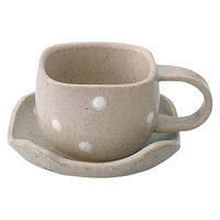 ケーアイ カップ&ソーサー 140ml シュガーマグ 洋食器 陶器 食器 美濃焼 日本製 ドット 313147 1個（直送品）
