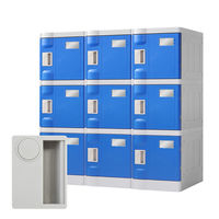 Netforce ウェック プラスチックロッカー 9人用 3列3段 鍵なし Sサイズ グレー×ブルー 1台（直送品）