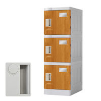 Netforce ウェック プラスチックロッカー 3人用 1列3段 鍵なし Sサイズ グレー×木目 1台（直送品）