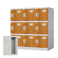 Netforce ウェック プラスチックロッカー 9人用 3列3段 鍵なし Sサイズ グレー×木目 1台（直送品）