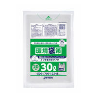 エコ材質ゴミ袋 LRH34 環境袋策 再生原料40%ポリ袋 30L 厚み 手付 半透明 20枚入 00801443 1ケース(30個)（直送品）