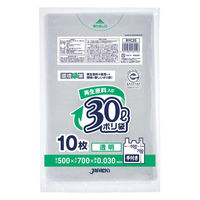 ジャパックス エコ材質ゴミ袋 RYC35 環境袋策 再生原料40%ポリ袋 30L 透明 手付 10枚入 00801445 1ケース(60個)（直送品）