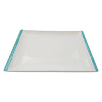 ニシキ 刺身容器 長角皿(中)青フチ 2140802100 1ケース(100個(10個×10))（直送品）