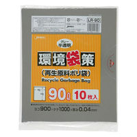 ジャパックス エコ材質ゴミ袋 LR90 環境袋策 再生原料ポリ 90L グレー半透明 10枚 LR-90 1ケース(12個)（直送品）