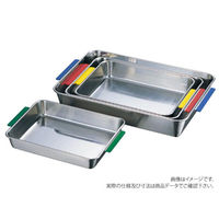 赤川器物製作所 AG18-8 カラー取手付角バット 6枚取 赤 33606-R 1ケース(10個)（直送品）