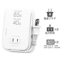 カシムラ 海外用薄型2口変圧器USB A+C PD20W WT-80M 1台（直送品）