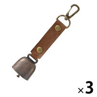 熊よけ鈴 ブラウン 3個 熊鈴 消音機能付き マグネット 磁石 カラビナ 消音 PUレザー 登山 キャンプ くま EVERSAFE（直送品）