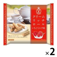 【アウトレット】旺旺ジャパン クリームリッチロール＜いちごミルク味＞1セット（145g×2袋）
