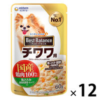 ベストバランス チワワ用 鶏ささみ・緑黄色野菜・キャベツ入り 60g 12袋 国産 ドッグフード ウェット パウチ