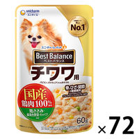 ベストバランス チワワ用 鶏ささみ・緑黄色野菜・キャベツ入り 60g 72袋 ユニ・チャーム