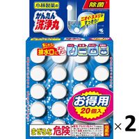 かんたん洗浄丸 お徳用20錠 キッチン・洗面台・トイレ・お風呂の排水口のパイプ洗浄に 1セット（2個） 小林製薬