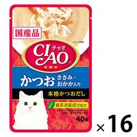 いなば CIAO チャオ キャットフード 猫 かつお ささみ・おかか入り 国産 40g 16袋 ウェット パウチ