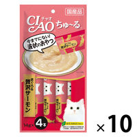 いなば CIAO チャオ ちゅーる 猫 まぐろ＆贅沢サーモン 国産（14g×4本）10袋 ちゅ～る キャットフード 猫用 おやつ