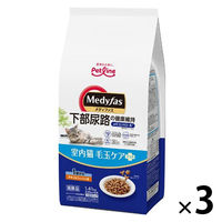 メディファス 毛玉ケアプラス 室内猫 1歳から チキン＆フィッシュ味 1.41kg（235g×6袋）3袋 キャットフード ドライフード