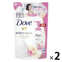 ダヴ(Dove) 濃密 泡タイプ ボディウォッシュ(ボディソープ) ピーチ＆スイートピー 詰め替え 350g 2個