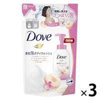 ダヴ(Dove) 濃密 泡タイプ ボディウォッシュ(ボディソープ) ピーチ＆スイートピー 詰め替え 350g 3個 ユニリーバ