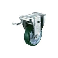 プレート式 固定 キャスター ウレタン 車輪径100mm ストッパー付き Jタイプ KB(L)型 取付寸法80×45 UWKB-100L（直送品）