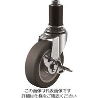 差し込み式 自在 キャスター エラストマー 車輪径65mm ストッパー付き Lタイプ LTFーS型 パイプ径18 LTF-65ELS-18（直送品）