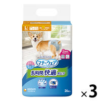 マナーウェア 紙オムツ（女の子男の子共用タイプ）長時間 高齢犬にも Lサイズ 中型犬 26枚 3袋 ペット用 ユニ・チャーム