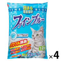 固まる 紙製 猫砂 ファインブルー 大容量 12L 4袋 常陸化工