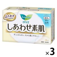 ナプキン 多い昼用 羽なし 22.5cm ロリエエフ しあわせ素肌 1セット（24枚入×3個） 花王