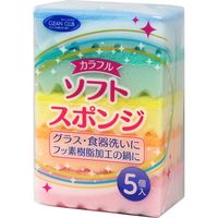 大和物産 クリーンクラブカラフルソフトスポンジ 4904681635291 1パック(5個入)（直送品）