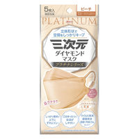 興和 三次元ダイヤモンドマスク プラチナシリーズ フリーサイズ ピーチ 4987973221181 1個(5枚)（直送品）
