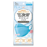 興和 三次元ダイヤモンドマスク プラチナシリーズ フリーサイズ スカイブルー 4987973221310 1個(5枚)（直送品）