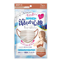 白元アース ビースタイル プリーツタイプ 涼やか心地 ミルクティーベージュ×テラコッタ 58251-0 1袋(7枚入) JIS規格 一般用マスク適合