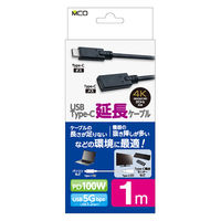 ナカバヤシ USB3.2 延長ケーブル TypeーC 1m ブラック USB-EC3010BK 1個