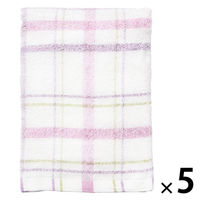 林 大判バスタオル　リラックスチェック　ピンク（桃）　 1セット（5枚）