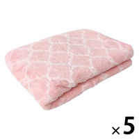 林 バスタオル　マイクロファイバー　モロッカン　ピンク（桃） 1セット（5枚）