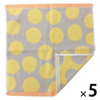 林 ウォッシュタオル　アソボッカ　リング　イエロー（黄） 1セット（5枚）