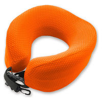 MORIPiLO ネックピロー 飛行機 枕 (たためる 低反発 ) 快適グッズ 軽量 コンパクト (持ち運び楽々ネックピロー) 約24x23×12cm オレンジ