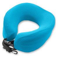 MORIPiLO ネックピロー 飛行機 枕 (たためる 低反発) 車 快適グッズ 軽量 コンパクト (持ち運び楽々ネックピロー) 約24×23×12cm ブルー