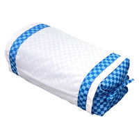 MORIPiLO そばがら 枕 日本製 硬め (市松チェック 高さ調整 そば殻 まくら)  枕カバー付き ブルー 約30x52cm