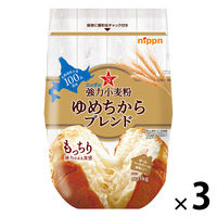 ニップン 強力小麦粉 ゆめちからブレンド 北海道産小麦100％使用 チャック付き 1kg 1セット（1個×3）