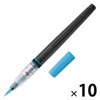 ぺんてる カラー筆ペン アートブラッシュ Neon Color 蛍光ブルー XGFLP-306 1セット（1本×10）