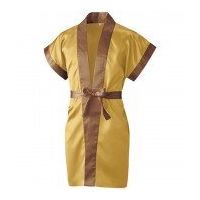 マスダ サテンハッピ 袖なし ロング丈 ゴールド×ブラウン L DO-810R-2107-L 1枚（直送品）