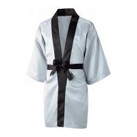 マスダ サテンハッピ ロング丈 シルバー L ST-990-P24-L 1枚（直送品）