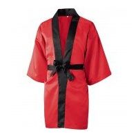 マスダ サテンハッピ ロング丈 レッド M ST-990-P25-M 1枚（直送品）