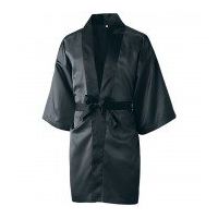 マスダ サテンハッピ ロング丈 ブラック L ST-990-P32-L 1枚（直送品）