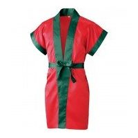 マスダ サテンハッピ 袖なし ロング丈 レッド×グリーン M DO-810R-2511-M 1枚（直送品）