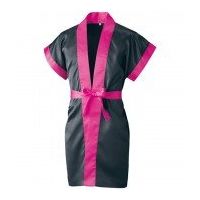 マスダ サテンハッピ 袖なし ロング丈 ブラック×ピンク M DO-810R-3204-M 1枚（直送品）