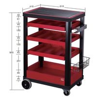 大阪製罐 ピットワゴン(両引きスライドタイプ)レッド&ブラック PW-2DRB 1台（直送品）