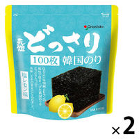 元祖どっさり韓国のり 塩レモン味 8切100枚 チャック付き 1セット（1個×2）オリオンジャコー