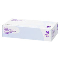 アスクル　プラスチックグローブ　薄手　パウダーフリー（粉なし）　Mサイズ　使い捨て手袋　1箱（100枚入） オリジナル（わけあり品）